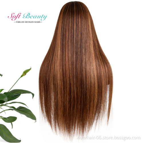 RTS Silky Straight Pixie Raw Indian Colors No Lace Human Hair Highlights Headband Wigs for Black Women